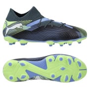 PUMA Future 7 Pro FG/AG Lights Out - Blå/PUMA Hvid/Grøn Børn